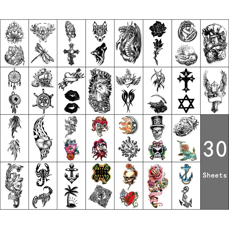 46 Sheets Full Arm Temporary Tattoos Waterproof For Men(L22.8“xW7”), Fake