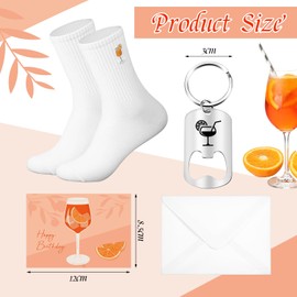 Hestya Cocktail Lovers Birthday Set 1 Aperol Socks 1 Bottle Opener Key Ring 1 Happy Birthday Holy Aperoli Birthday Card with Envelope for Man Woman, multi-coloured