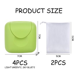 4 Pieces Soap Dish And 2 Pieces Bubble Bag, Waterproof And Leakproof Soap Dish, Portable Soap Dish, Travel Soap Dish, Square Soap Dish, Bubble Net
