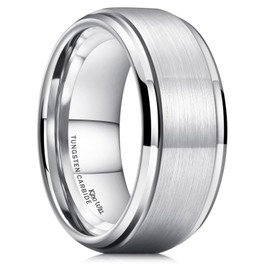 King Will 10mm Classic Wedding Ring For Men and Womens Brushed Matte Surface with Polished Step Edge Design Comfort Fit 11