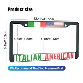 HOSNYE Italian American Flay License Plate Frame Symbol of Friendship Between The Two Countries Metal License Plate Cover Front Plates Frames Car Tag Frame for Women Men US Vehicles Standard