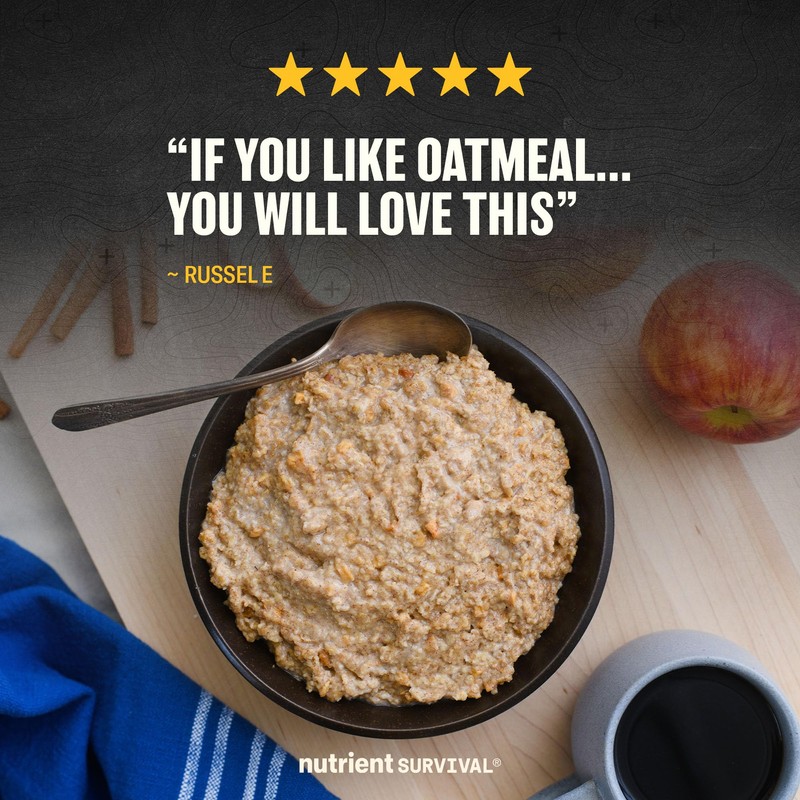 High Protein Oatmeal Instant, Hearty Apple Cinnamon, Freeze Dried Prepper