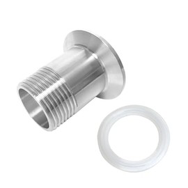 Fitvell Stainless Steel Sanitary Pipe Fitting 1.5" NPT Male Thread to 2" Tri Clamp 64mm Ferrule OD Sanitary Home Brew Adapter Connector
