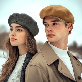 Croogo Berets for Women Wool French Beanies Hat Beret Newsie Cap French Artist Painter Hats Winter Beanie,Gray-BL79