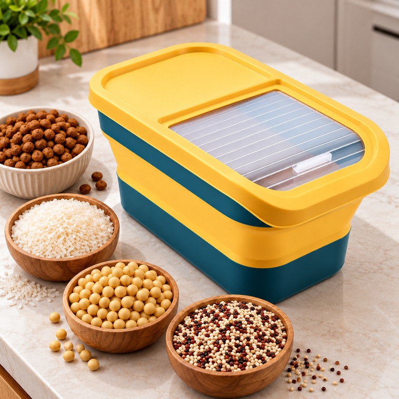 Collapsible Airtight Food Storage Container – Sealed Lid for Pet