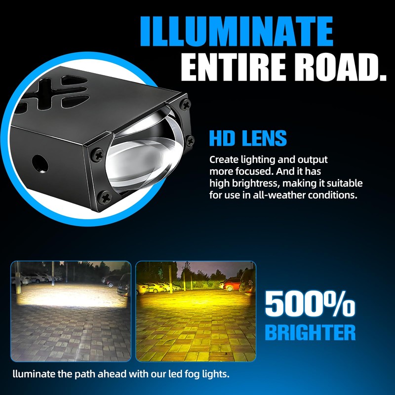 BraveWAY Mini Grill Driving Lights, Projector Fog Lights for Car/Truck/OffRoad/UTV/ATV/Motorcycle,