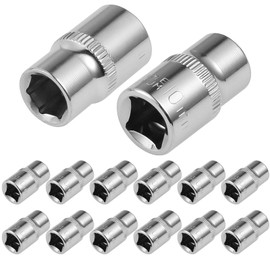 12-Pc 10mm Shallow Sockets, 6-Point, 3/8-Inch Drive - Heavy Duty & Affordable Chrome Vanadium Steel, Fits Snap-on, Craftsman, DeWalt - Metric Standard Socket for Auto Repair, DIY & More