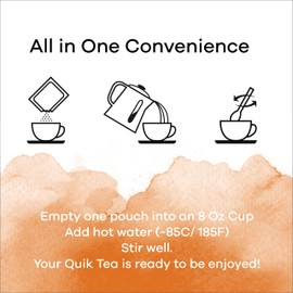 QuikTea Ginger Unsweetened Chai Tea Latte – 10 Count, Bold Ginger Flavor, Naturally Caffeine-Light, no preservatives, No Sugar Added – Just Add Hot Water