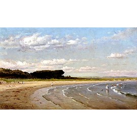 SECOND BEACH NEWPORT SUMMER SEASCAPE AMERICAN PAINTING BY WORTHINGTON WHITTREDGE 18" X 30" IMAGE SIZE REPRO CANVAS ROLLED UP