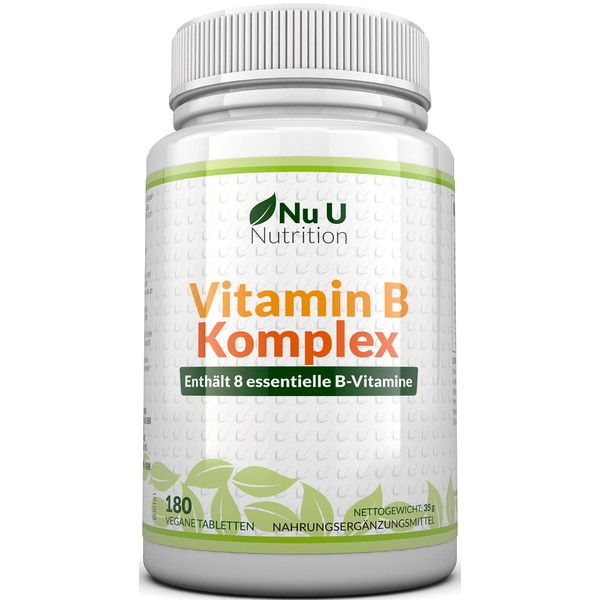 Vitamins B-complex 180 tablets, 6 months levering Bevat all 8 B vitamins in 1 tablet, vitamins B1, B2, B3, B5, B6, B12, biotins en foliumzuur Hoge sterkte vitamins B-complex veganist