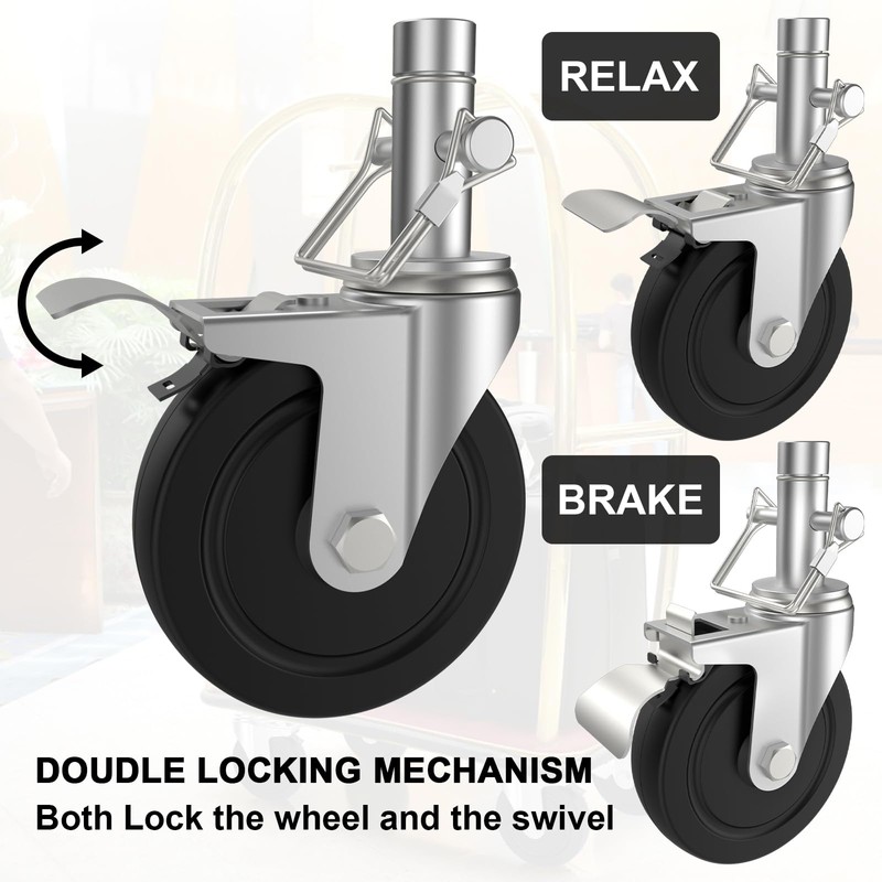 5 Inch Scaffolding Casters Set of 2 Heavy Duty Baker