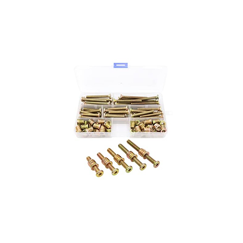 LBY 35 Sets Threaded Insert Nuts and Bolt Assortment Kit,