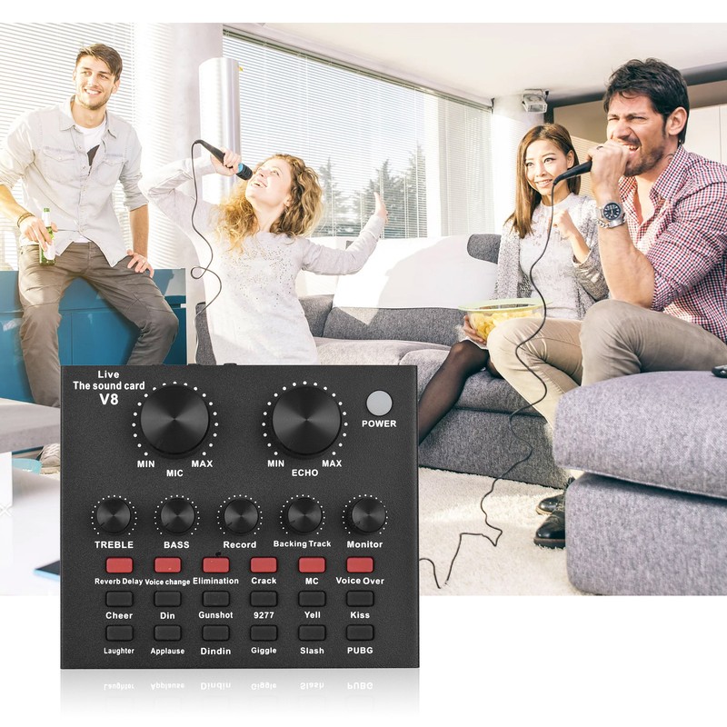 Multifunctional Live Sound Card for Singing/Live Broadcasting/ Recording Voice and
