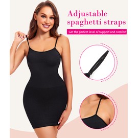 Nebility Body Shaper for Women Tummy Control Full Slip Shapewear Under Dress Adjustable Spaghetti Strap