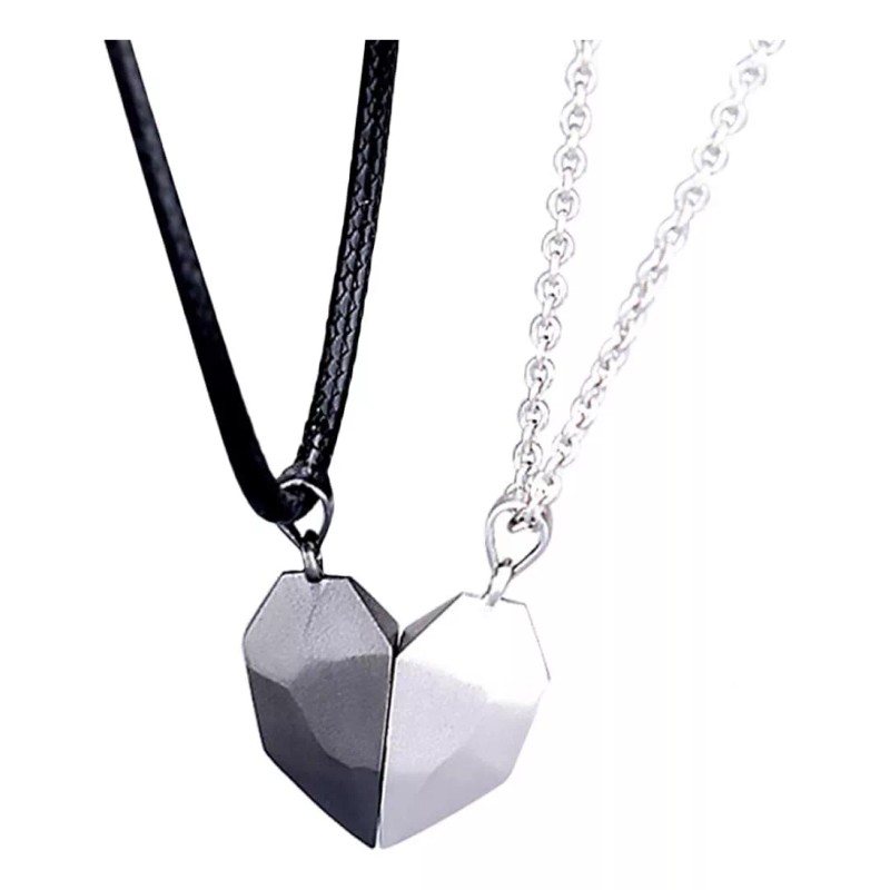 Patry 2x Collar Corazon Parejas Metal Magnético Imán Amor Amistad