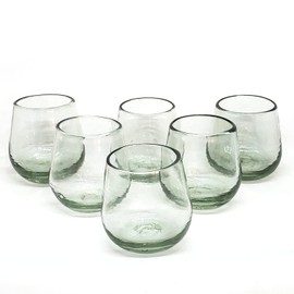 MexHandcraft Clear 6 oz Roly Poly Glasses (set of 6), Recycled Glass, Lead-free, Toxin-Free (6 oz Roly Poly)
