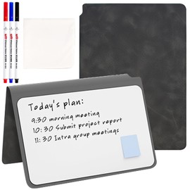 SAYEEC Whiteboard Notebook, Portable Dry Erase Board with 3 Colors Fineliner Pens, Black PU Cover Erasable Handheld White Board Reusable Drawing Notebook Easel Pad for Meeting Business Office School