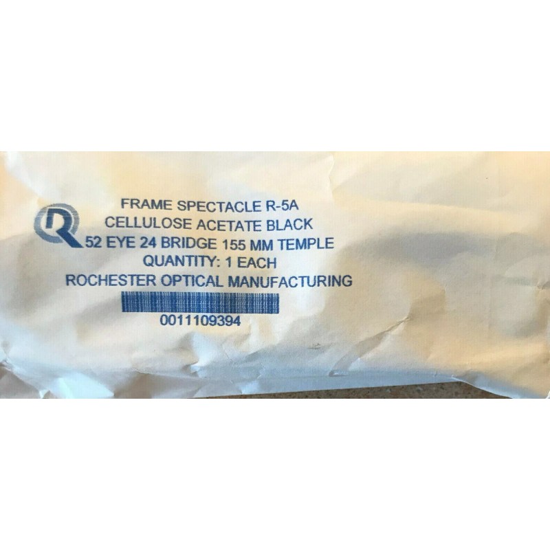 ROCHESTER R-5A Cellulose Acetate Black Frame 52-24-155mm Military Eyeglasses 3X