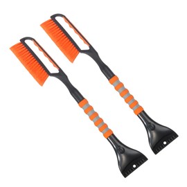 LoyaGour Snow Brush and Ice Scraper for Car Windshield,26.4" Window Scraper Deicer for Car SUV and Truck,Ice Scrapers and Brushes 2 in 1,Winter Car Automotive Exterior Accessories(2Pack Orange)