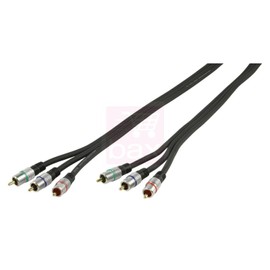 HQ 1.5m Component Video Cable with Component Video Cable 3x 24k gold plated phono plugs on both sides