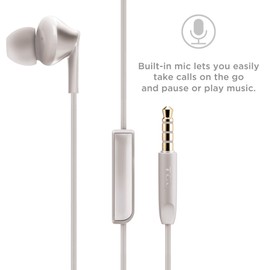 TCL Elit300 in-Ear Earbuds Hi-Res Wired Dual Driver Headphones with Piezo Drivers and Built-in Mic – Cement Gray