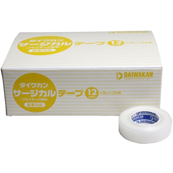 Daiwakan Surgical Tape, Plastic, Transparent Type, For Doctors, 0.5 inches (12 mm) x 3.5 ft (9 m) x 24 Rolls