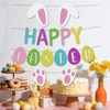 Happy Easter Bunny Banner with Bunny Paw Ears and Eggs