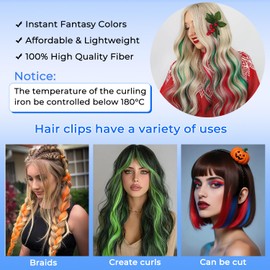 Purple Clip In Hair Extensions - 16 PCS 22 Inch Straight Colored Hair Extensions for Women & Girls | Synthetic Hair Accessories for Halloween, Christmas, Birthday Party & Cosplay