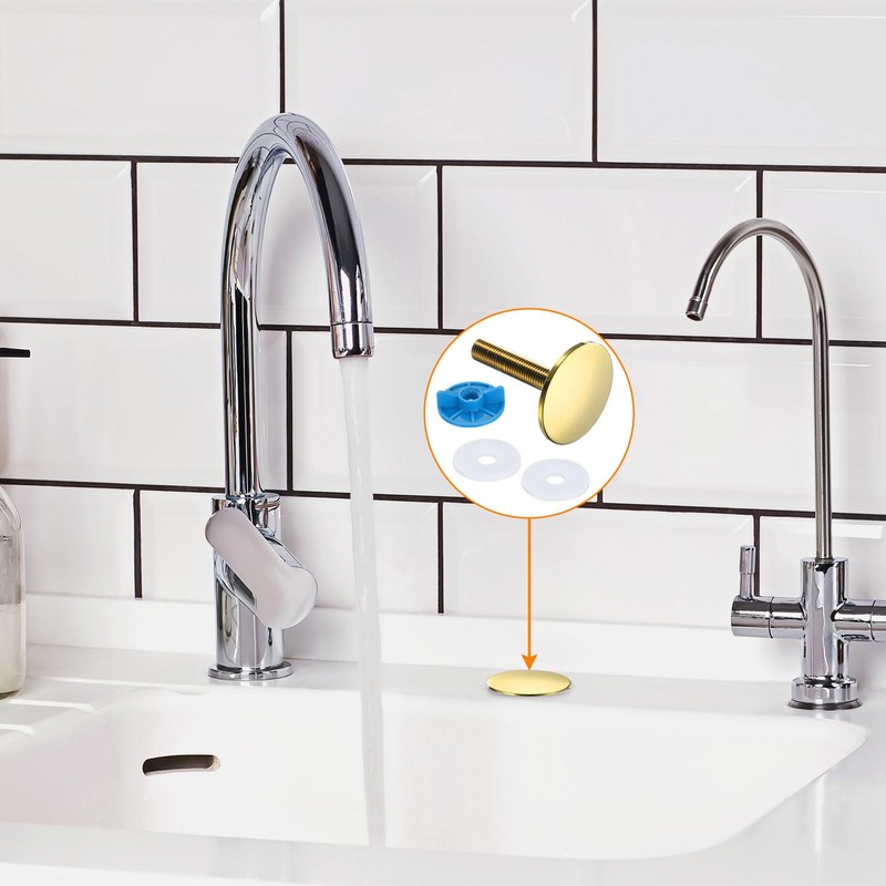 sourcing map 2pcs Kitchen Faucet Hole Cover Copper, 2" Sink