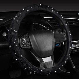 Car Auto - Funda brillante para volante con diamantes y piel