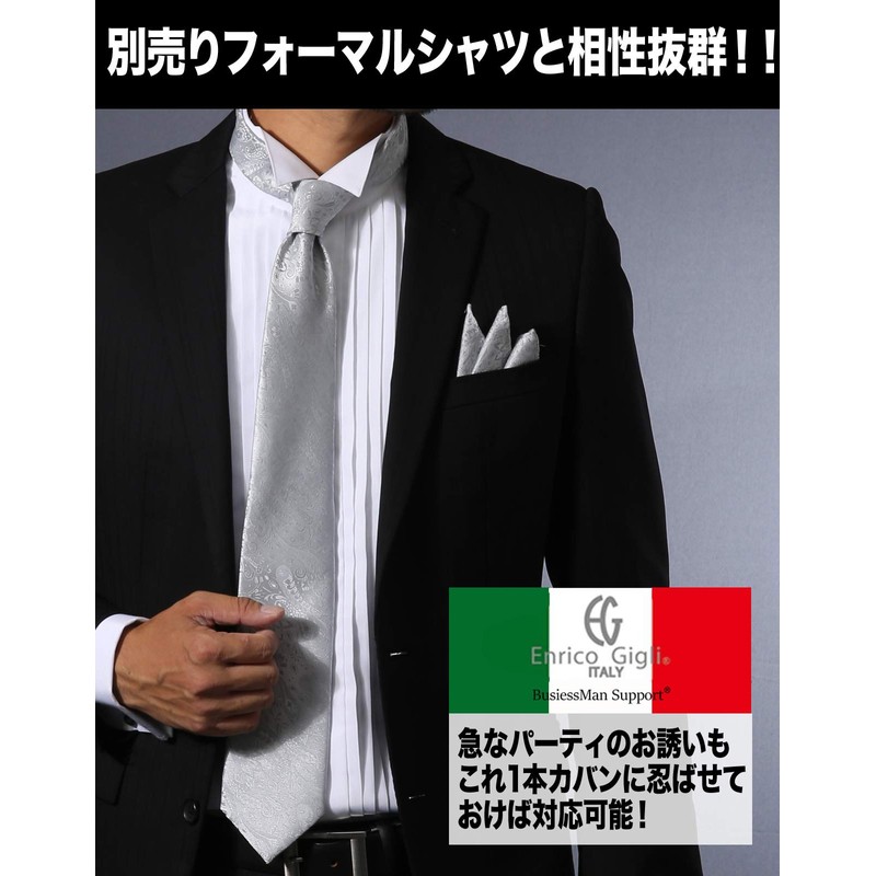 Enrico Gigli Formal Silk Necktie Pocket Square Set -
