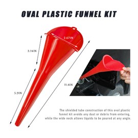 DXNQ Oil Funnel, Automotive Multi-Function Plastic Fuel Funnel with Long Neck, Universal Engine Oil Funnel for Filling Oils Gas Lubricants and Fluids, Car Accessories (Red)