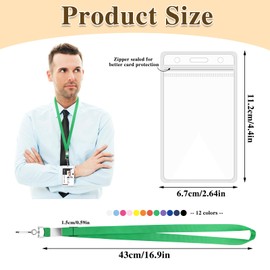 60 Pack Cruise Lanyard with ID Card Holder, Durable Lanyard with Waterproof ID Badge Holder Cruise Lanyards for ID Badges Ship Cards Carnival Sail Keys (12 Colors)