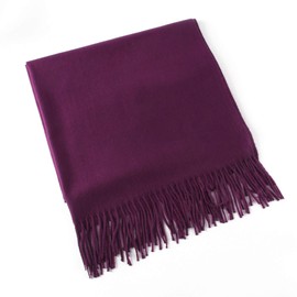 MMYOMI Women Men Lovers Unisex 100% Super Soft Plaid Solid Cashmere Scarf Wrap Shawl (deep purple)(Size: 200*65cm)