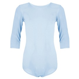 Aquarti Girls' 3/4 Sleeve Ballet Leotard, lightblue