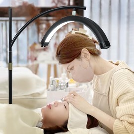 Lineiss Lash Light Half Moon Light Esthetician Light Lash Lamp for Eyelash Teach, LED Floor Lash Light Lamp for Lash Tech Nail Tatto Beauty Black TP