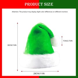 BAIYSFFG Santa Hat,Christmas Hat,Red Velvet Santa Hat Comfort Extra Thicken Classic Fur Holiday Xmas Hat for Kids and Adults Christmas New Year Party Supplies (Green -Kid)