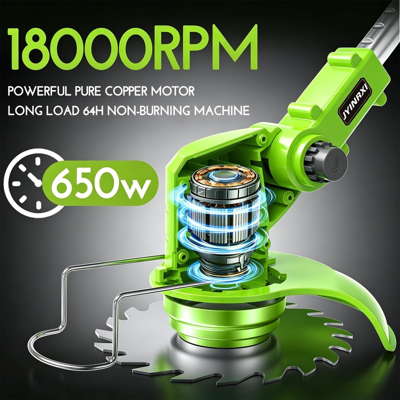 JYINRXI Cordless Weed Wacker Electric,21V Stringless Battery Powered Weed Trimmer