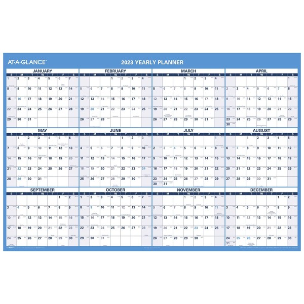 AT-A-GLANCE 2023 Erasable Calendar, Dry Erase Wall Planner, 48" x 32", Jumbo, Horizontal, Reversible (PM30028)
