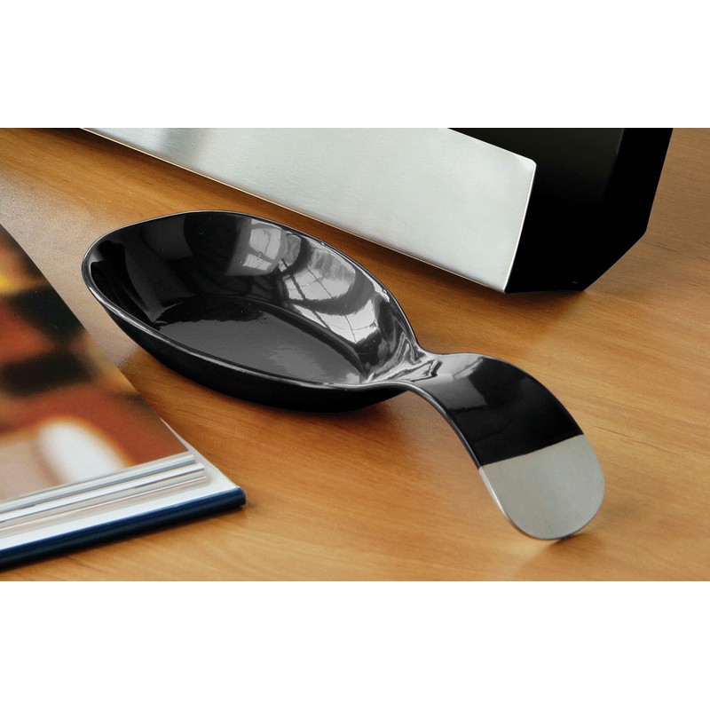 Premier Housewares Spoon Rest For Kitchen Black Enamel Spoon Holder
