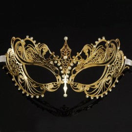 Masquerade Mask for Men | Gold Masquerade Mask Metal M33143