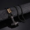 JeweBella Viking Thor's Hammer Necklace Stainless Steel Men's Thor's Hammer
