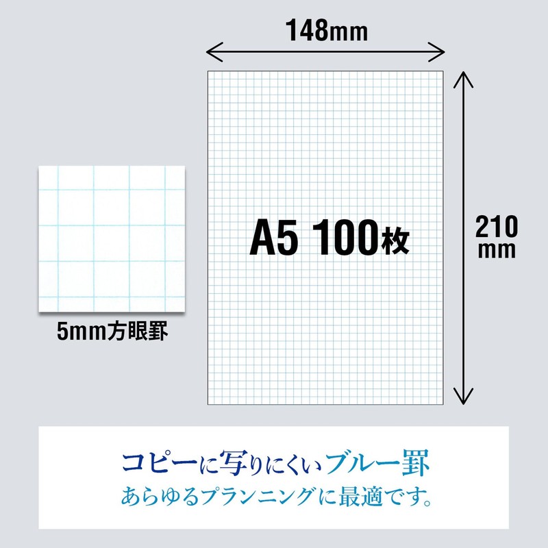 オキナ プロジェクトペーパーA5 5ミリ方眼 100枚 PPA55S A5
