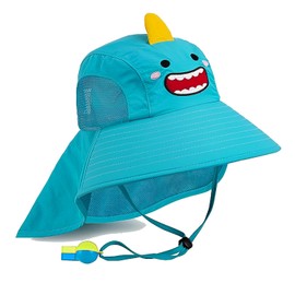 NEWYOUTH Sombrero de Sol para niños, Sombreros para Niños con Malla y Correa Ajustable para la Barbilla, Gorros Playa ala Ancha Plegable Secado Rápido 50+ UPF de Verano para Niño y Niña(Verde)