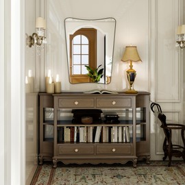 Sector Wall Mirror -22"x 32"Creative Irregular Design, Modern Decorative Mirror for Bathroom, Bedroom and Living Room, Waterproof and Anti-Fog, Easy to Install, Stylish Home Wall Mirror