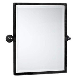 TEHOME 20x24 inch Pivot Mirror Black Tilt Rectangle Bathroom Mirror Tilting Metal Framed Beveled Vanity Mirrors