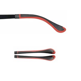 Eyeglass Glasses Temple End Tips，Soft Silicone Ear Sock Pieces Tube Sleeve Retainer for Metal Thin Square Eyeglass Legs(Black&Red)