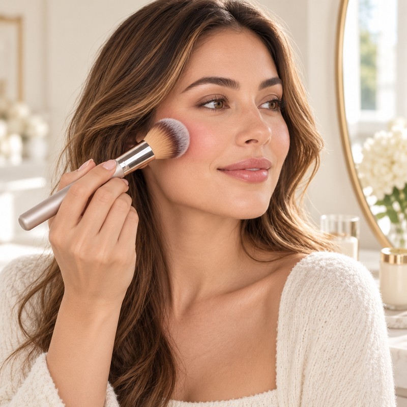 10-Piece Champagne Gold Makeup Brush Set with Soft Bristles for