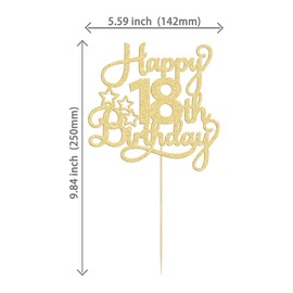 1 paquete de decoración para tarta de 18 cumpleaños con purpurina dorada de 18 años y fabulosas porciones a 18 años de edad, para celebrar el 18 aniversario de cumpleaños, suministros de decoración de pasteles