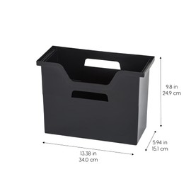 IRIS USA Medium Portable Desktop File Box with Open Lid, 6 Pack, Side Handles, Hanging File Folders, Tabs & Inserts, Letter Size, Magazines, Newspapers, Mail, Books, Notebooks, Black